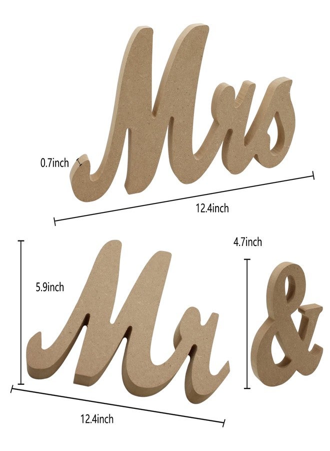 WANTMAZOR Mr and Mrs Signs Table Decorations, Wooden Freestanding Letters for Photo Props, Rustic Wedding Decoration, Anniversary Shower Gift (Wood Color) - Image 3